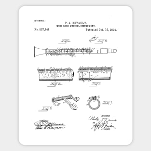 Clarinet Patent - Musician Classical Music Art - White Sticker
